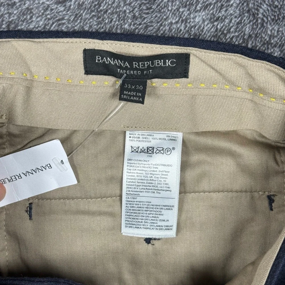 Banana Republic VBC Vitale Barberis Canonico 120s Wool Pants NWT 33x30 Navy